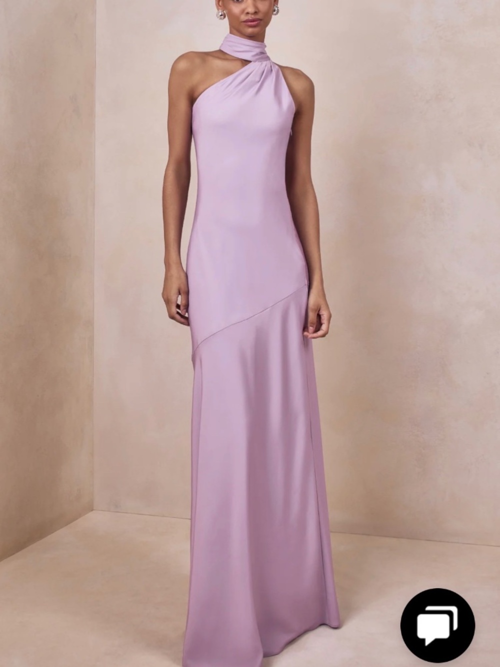 Club L London Cara Lilac Matte Satin High-Neck Maxi Dress
